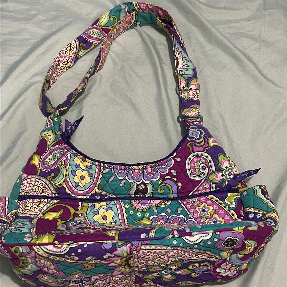 Vera Bradley Purple Teal Paisley Quilted Shoulder Bag